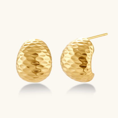 Hammered Gold Huggies